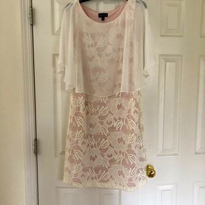 Cute whitecream colored bodycon midi dress with lace. Excellent condition.